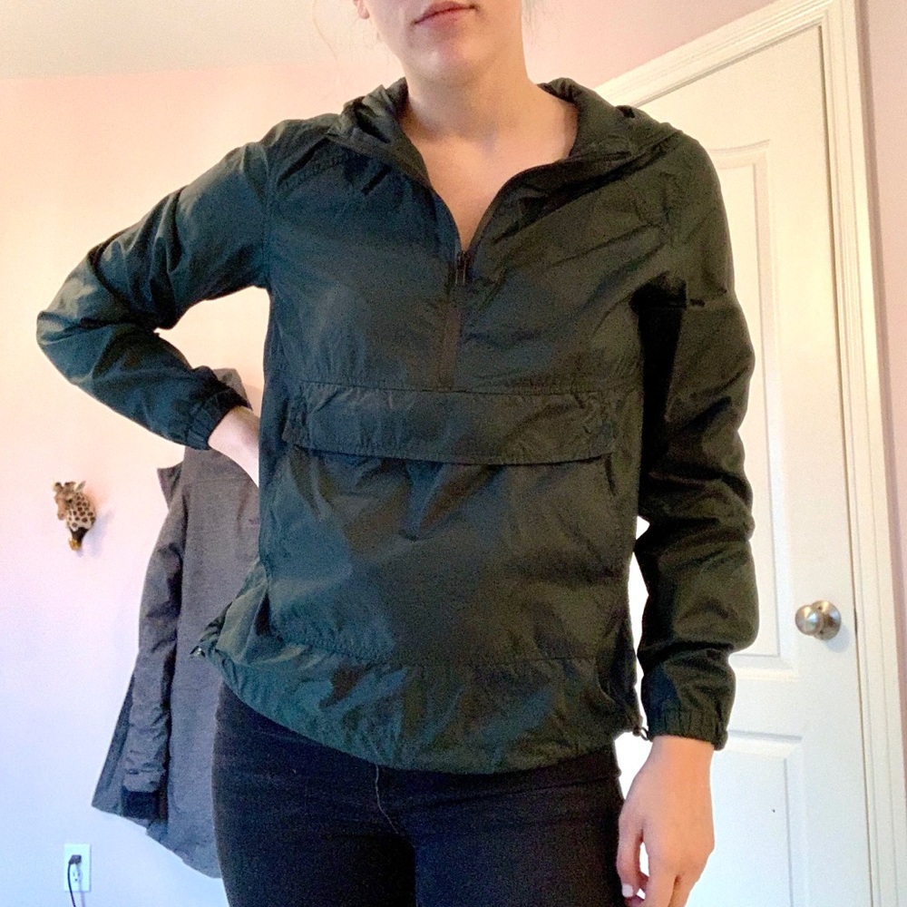 Garage dark green quarterzip windbreaker